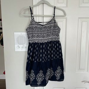 (2/$15) Band of Gypsies navy/white patterned fit n flare dress
